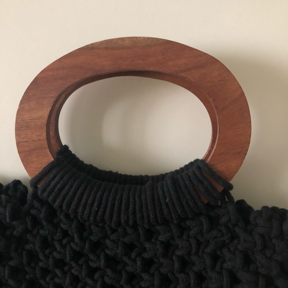 Danielle Nicole Boho Fringe Black Macrame Crossbo… - image 5